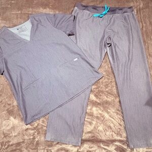 Figs Graphite Scrub Set with Blue Tie